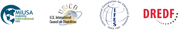 Logos for MIUSA, DREDF, IFES and USICD