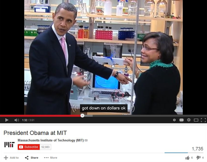 Screenshot of MIT video: President Obama at MIT
