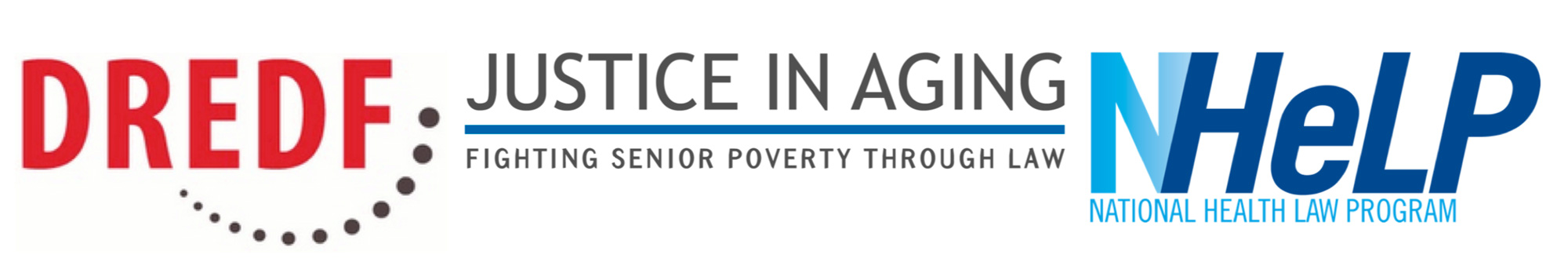 DREDF, Justice in Aging and National Health Law Program logos