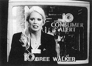 A screenshot of Bree on TV doing a consumer alert,