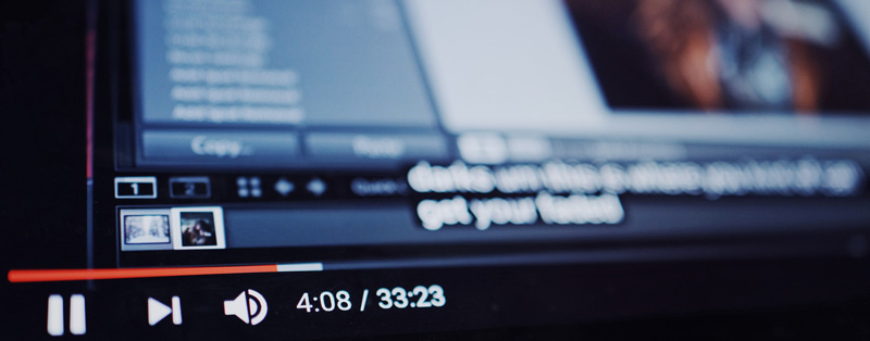 Portion of computer screen showing out of focus captions
