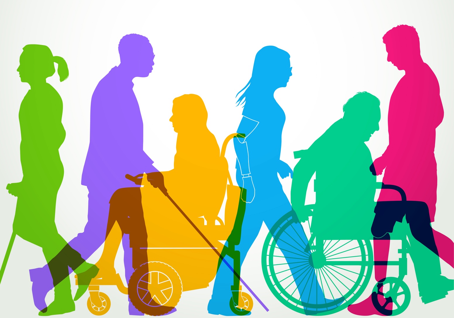 An abstract image of people with different disabilities.