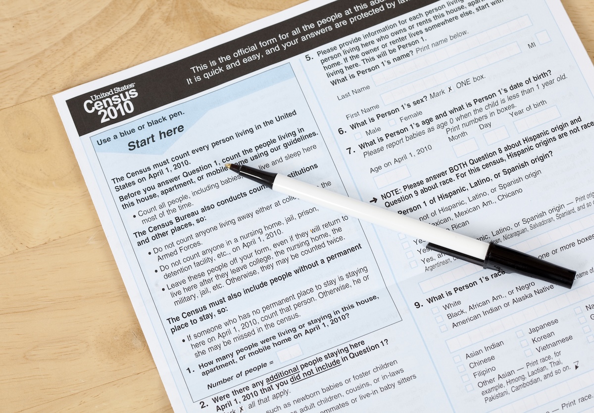 US Census Form with a pen on it