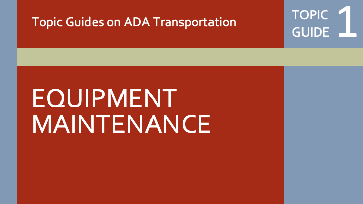 Equipment Maintenance Topic Guide cover