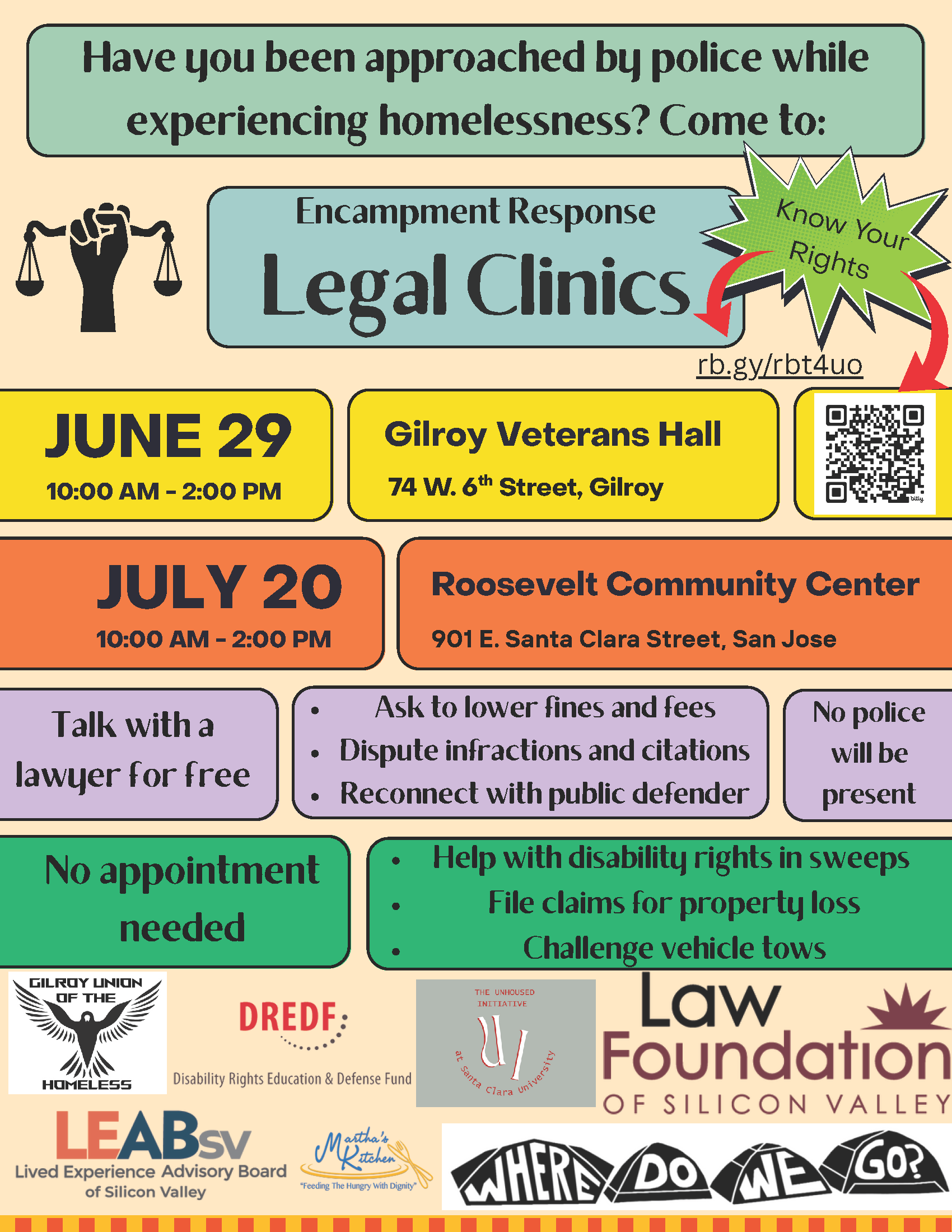Event details on brightly colored flyer.