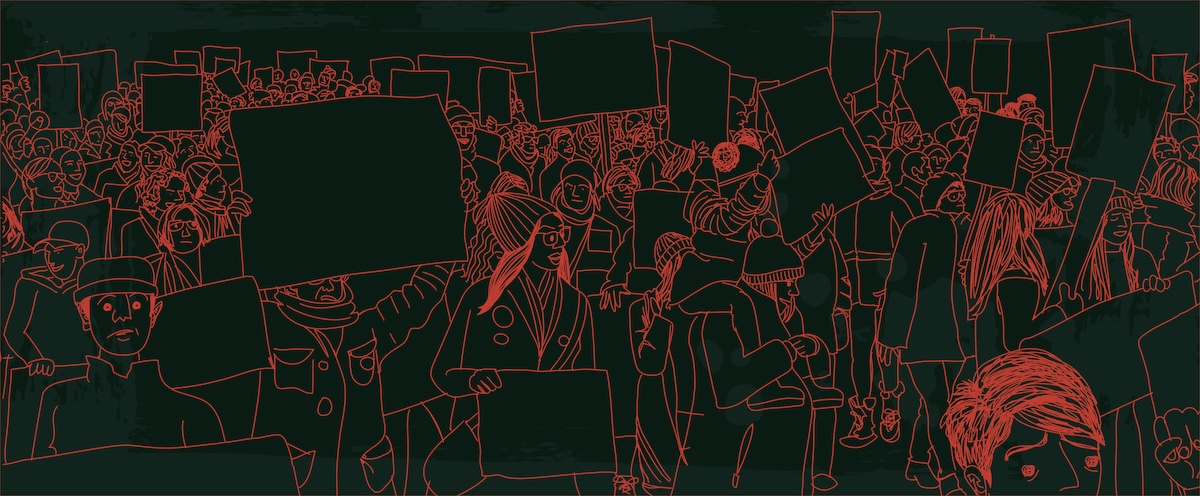 Illustration of people protesting