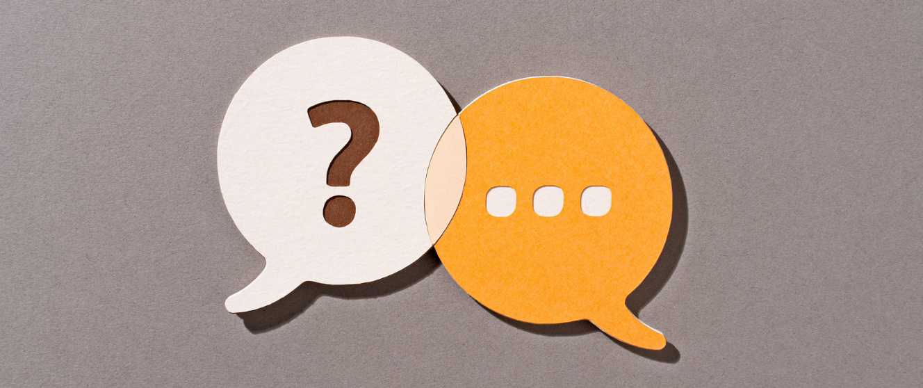 Paper craft of question and answer speech bubbles