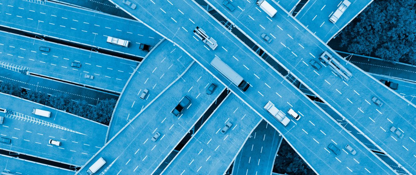 Arial view of a highway junction.
