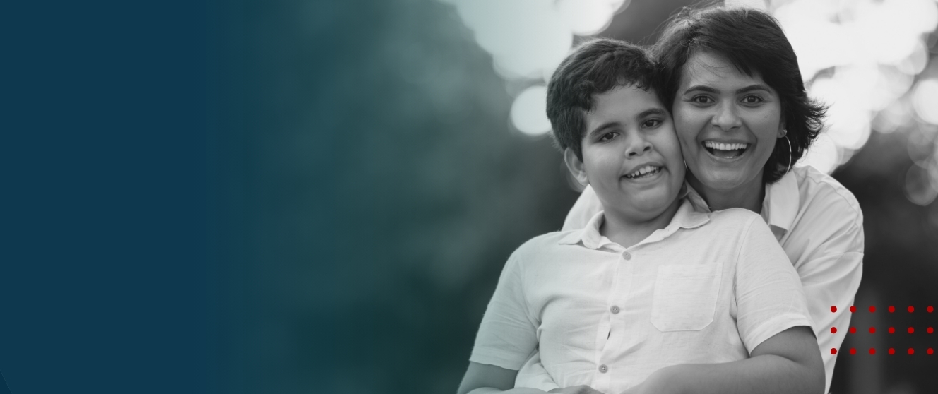 A mother and her child embrace