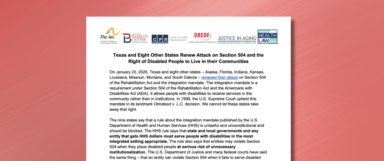 Screenshot of letter with multiple disability organizations logos in the header that reads 