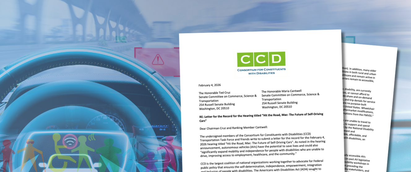Screenshot of a document with CCD letterhead that has a self driving car in the background