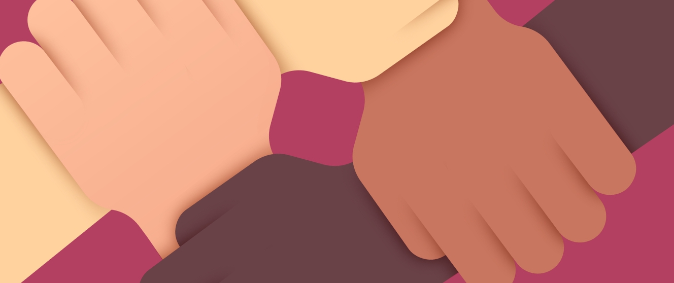 Illustration of hands interlocking